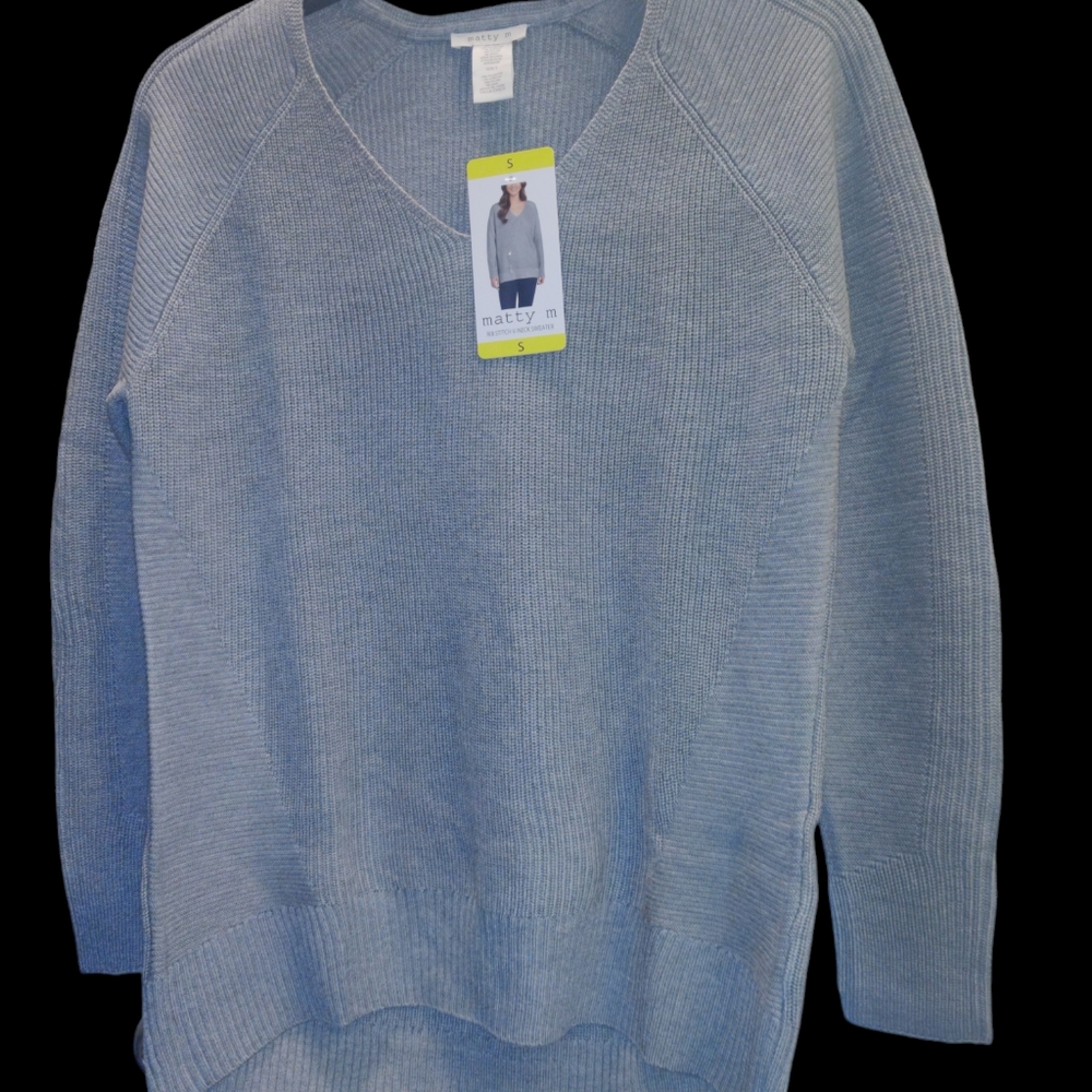 Matty M Rib Stitch V-Neck Sweater